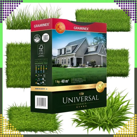 Premium Trawa Nasiona UNIVERSAL Mieszanka Uniwersalna 1kg 40m Odporna