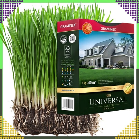 Premium Trawa Nasiona UNIVERSAL Mieszanka Uniwersalna 1kg 40m Odporna