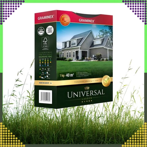 Premium Trawa Nasiona UNIVERSAL Mieszanka Uniwersalna 1kg 40m Odporna
