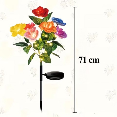 2 x Lampa Solarna Ogrodowa Wbijna Kwiat Róż Róży Ozdoba Kwiaty Solarne Led