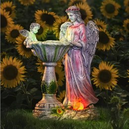 Figurka Świecznik Dekoracja Posążek Aniołek Solarny Led RGB do Ogrodu