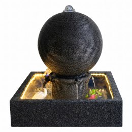 Fontanna Ogrodowa Duża Kula Wodna 90x90x98 cm Dekoracja Ogrodu Tarasu Led