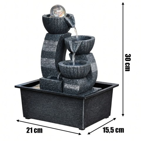 Fontanna Stołowa Ozdobna Ogrodowa na Stół Dekoracyjna Led 30x15,5x21 cm