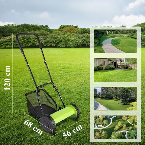 Kosiarka Ręczna Bębnowa Mechaniczna Wrzecionowa Pchana Z Koszem 16" 40 cm