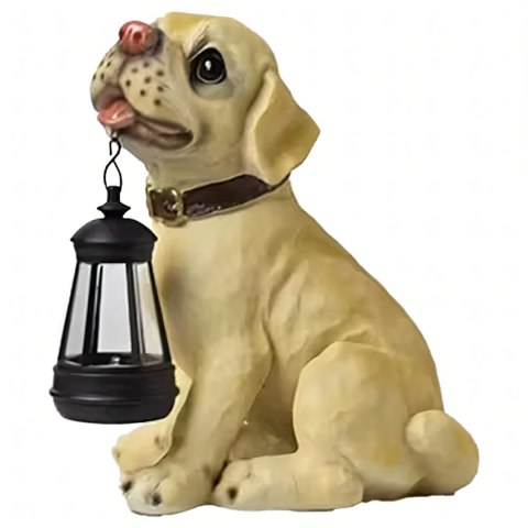 Lampa Lampka Solarna Ogrodowa Ozdobna Ozdoba Pies z Lampionem Led Dekoracja