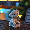 Lampa Lampka Solarna Ogrodowa Ozdobna Ozdoba Pies z Motylem Led Dekoracja