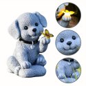 Lampa Lampka Solarna Ogrodowa Ozdobna Ozdoba Pies z Motylem Led Dekoracja