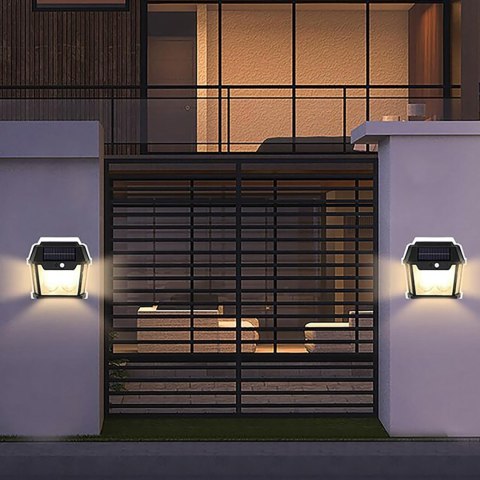 Lampa Solarna Led Podwójna Kinkiet Ogrodowy Elewacyjny z Czujnikiem Ruchu