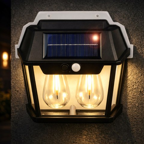 Lampa Solarna Led Podwójna Kinkiet Ogrodowy Elewacyjny z Czujnikiem Ruchu