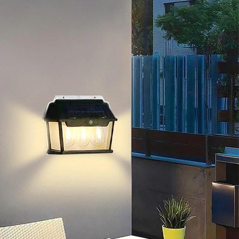 Lampa Solarna Led Potrójna Kinkiet Ogrodowy Elewacyjny z Czujnikiem Ruchu