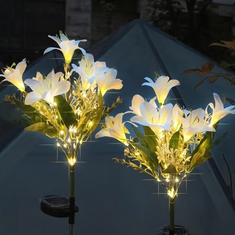 Lampa Solarna Ogrodowa Wbijna Kwiat Lilii Lilia Ozdoba Kwiaty Solarne Led