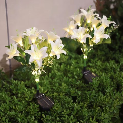 Lampa Solarna Ogrodowa Wbijna Kwiat Lilii Lilia Ozdoba Kwiaty Solarne Led