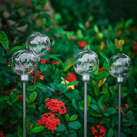 Lampy Lampki Solarne Ogrodowe Wbijane Lampa Led Kula Wodoodporne 4 szt