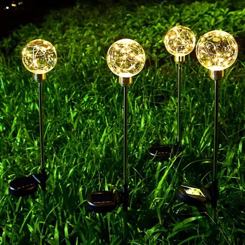 Lampy Lampki Solarne Ogrodowe Wbijane Lampa Led Kula Wodoodporne 4 szt