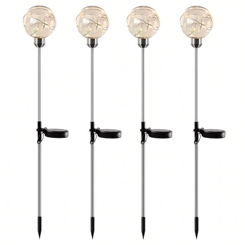 Lampy Lampki Solarne Ogrodowe Wbijane Lampa Led Kula Wodoodporne 4 szt