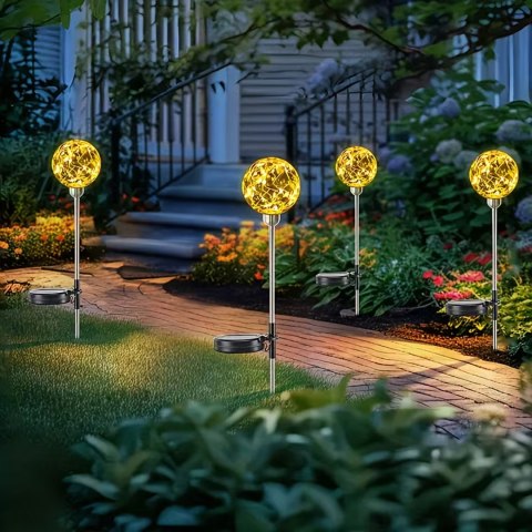Lampy Lampki Solarne Ogrodowe Wbijane Lampa Led Kula Wodoodporne 4 szt