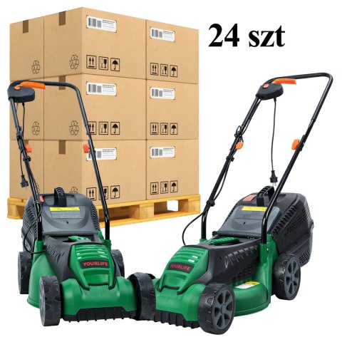24X Kosiarka Elektryczna Lekka Mocna do Koszenia Trawy Duży Kosz 30L 1600W 32cm
