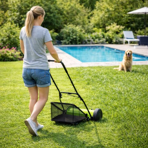 32x Kosiarka Ręczna Bębnowa Mechaniczna Wrzecionowa Pchana Z Koszem 16" 40 cm