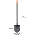 Szpadel Metalowy Łopata Ogrodowa Prosta z Metalowym Trzonkiem 150 cm Mocna