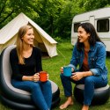 240x Fotel Leżak Ogrodowy Plażowy Dmuchany na Plażę Kamping z Podnóżkiem Pufą