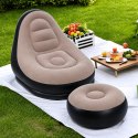 240x Fotel Leżak Ogrodowy Plażowy Dmuchany na Plażę Kamping z Podnóżkiem Pufą