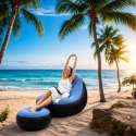 Fotel Leżak Ogrodowy Plażowy Dmuchany na Plażę Kamping z Podnóżkiem Pufą