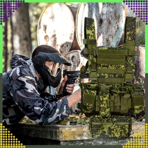 Kamizelka Taktyczna Wosjkowa Ochronna Molle Lekka Airsoft Zasobnik Asg