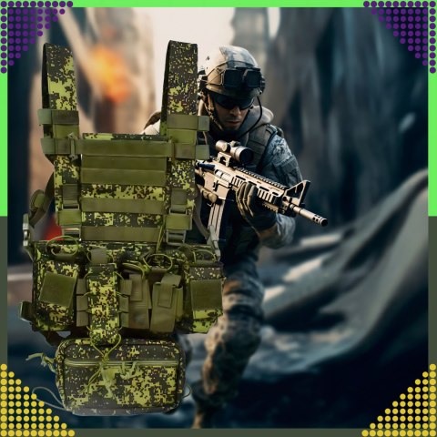 Kamizelka Taktyczna Wosjkowa Ochronna Molle Lekka Airsoft Zasobnik Asg