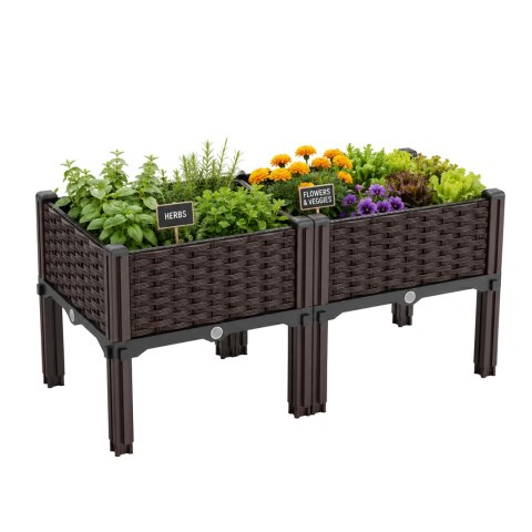 Podwyższona Donica Ogrodowa do Kwiatów Warzyw Modułowa 80x40x38cm Brązowa