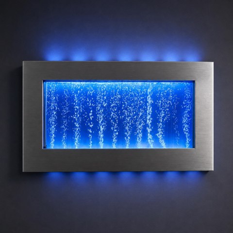 Wisząca Ściana Ścianka Wodna Bąbelkowa Fontanna LED RGB Kolory 95x55x11,5cm