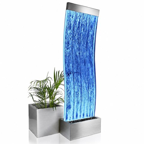 Wolnostojąca Ściana Ścianka Wodna Bąbelkowa Fontanna LED Kolory 183x50x28cm