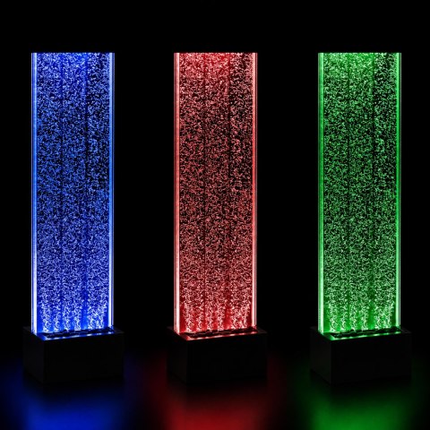 Wolnostojąca Ściana Ścianka Wodna Bąbelkowa Fontanna LED RGB Kolory 150x39x26cm