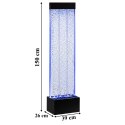 Wolnostojąca Ściana Ścianka Wodna Bąbelkowa Fontanna LED RGB Kolory 150x39x26cm