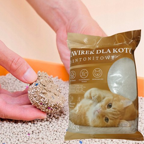 60x Żwirek Bentonitowy dla Kota Naturalny 20 kg Zbrylający Bezpyłowy Ultrachłonny