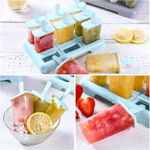 Foremki Forma do Lodów na Patyku Domowe Sorbet Lody Foremka 9 szt