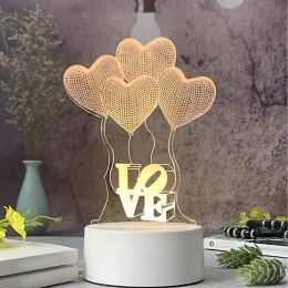 Lampka Nocna Love Serca 3D Illusion do Sypialni dla Dzieci Prezent USB