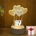 Lampka Nocna Love Serca 3D Illusion do Sypialni dla Dzieci Prezent USB