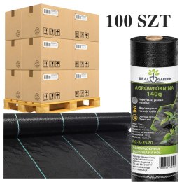 100x Agrowłóknina 140G 1,1x50m Czarna UV Agrotkanina Mata Antychwastowa