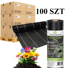100X Agrowłóknina 70g 1,6m x 50m Czarna UV Agrotkanina Mata Antychwastowa