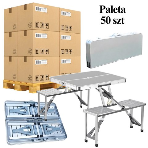 50x Składany Stolik Stół Turystyczny Kempingowy Aluminiowy podróżny z Ławkami