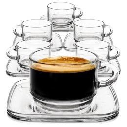 Filiżanki ze Spodkiem LAV Szklane 250 ml Przezroczyste do Zmywarki 6 szt.