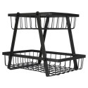 Koszyk na Owoce Warzywa 2 Poziomowy Metalowy Czarny 28 x 17,5 x 21 cm VILDE