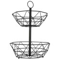 Koszyk na Owoce Warzywa 2-Poziomowy Metalowy Czarny Solidny VILDE 43 x 30cm