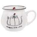 Kubek Ceramiczny na Kawę Herbatę Kot Duży Biały Pojemny Prezent ORION 300ml