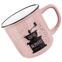 Kubek do Kawy Ceramiczny Różowy 370 ml ORION z Dekorem do Zmywarki