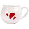 Kubek do Kawy Herbaty Ceramiczny Biały Serce Pojemny Duży ORION 430 ml