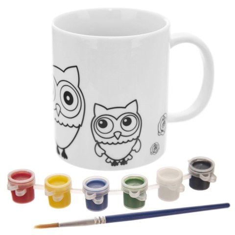 Kubek do Malowania z Farbkami Porcelanowy Sowy dla Dzieci ORION 330 ml