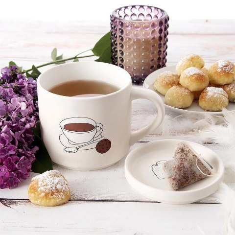 Kubek do Parzenia Herbaty Ziół Naparów z Pokrywką Porcelanowy ORION 420 ml
