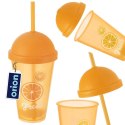 Kubek z Pokrywką i Słomką 450 ml ORION Pomarańczowy Nietłukący do Napojów