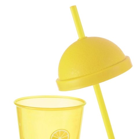 Kubek z Pokrywką i Słomką 450 ml ORION Żółty Nietłukący do Napojów